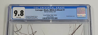 CARNAGE BLACK WHITE BLOOD #1 2ND PRINT CGC 9.8 GLEASON VIRGIN EDITION