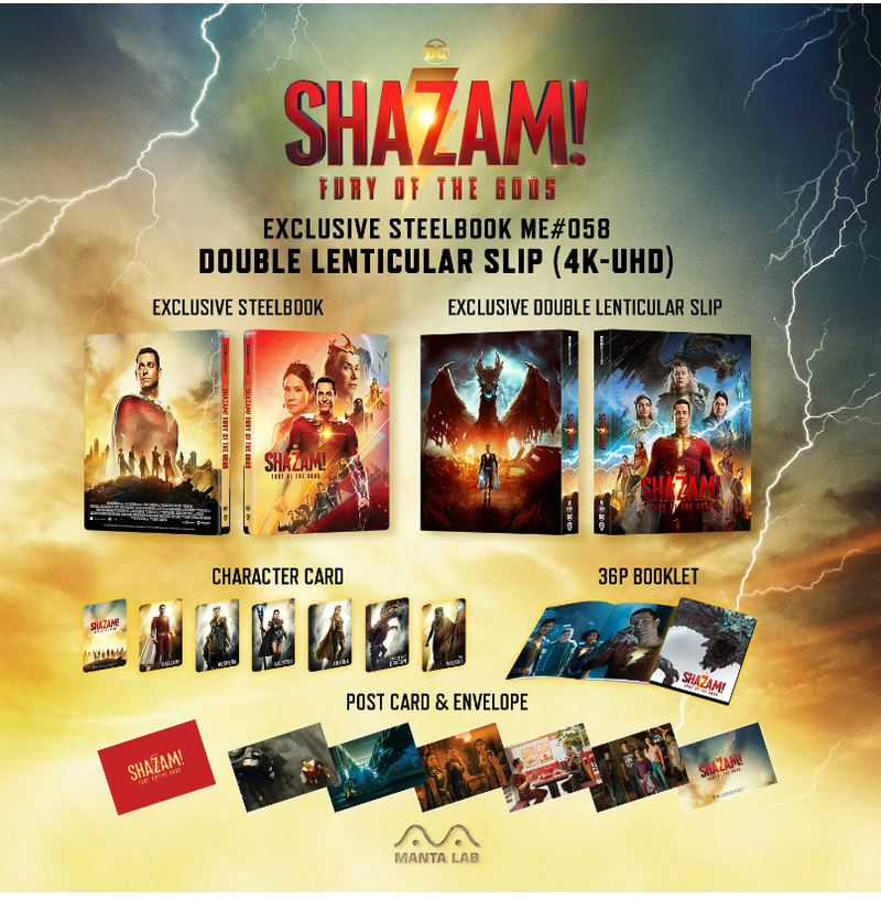 SHAZAM! FURY OF GODS [4K UHD + 2D] Blu-ray STEELBOOK [MANTA LAB] DOUBLE LENTI