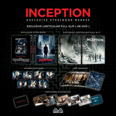 INCEPTION [4K UHD + 2D] Blu-Ray STEELBOOK [MANTA LAB] LENTICULAR