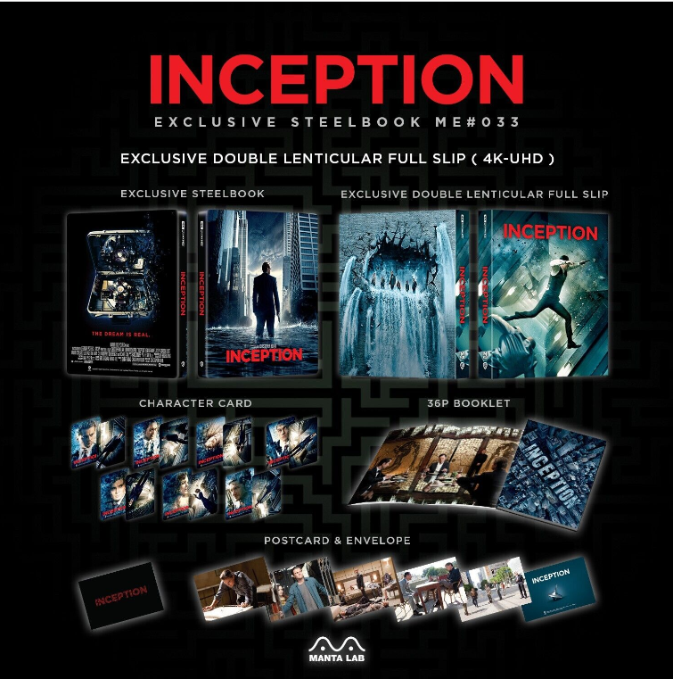 INCEPTION [4K UHD + 2D] Blu-Ray STEELBOOK [MANTA LAB] DOUBLE LENTICULAR