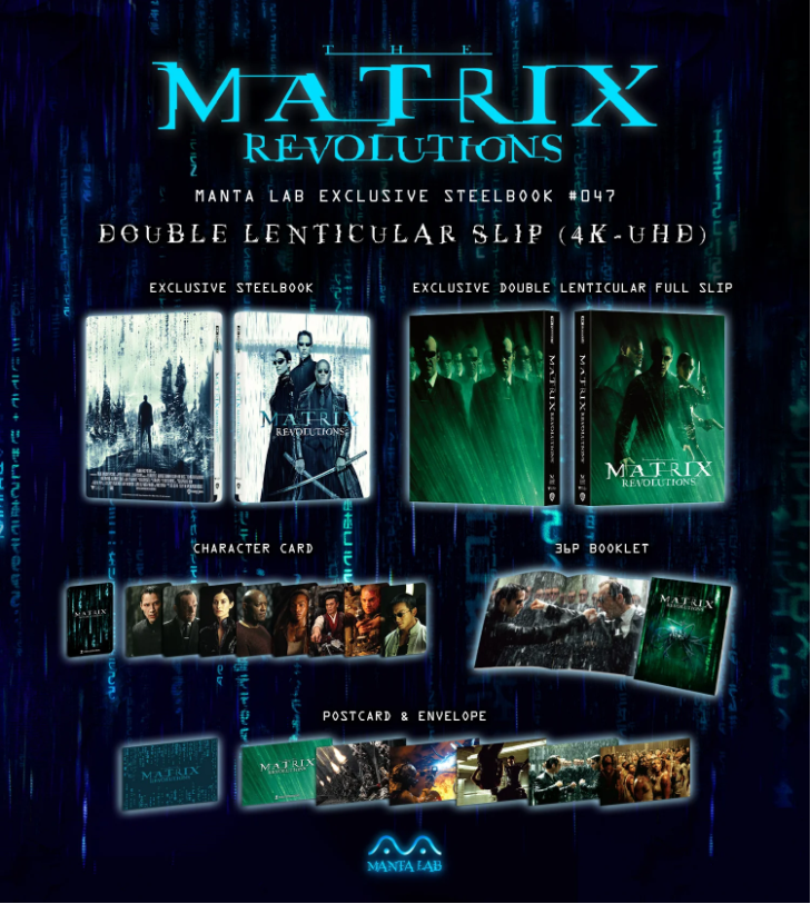 THE MATRIX REVOLUTIONS [4K UHD + 2D] Blu-ray STEELBOOK [MANTA LAB] DOUBLE LENTI