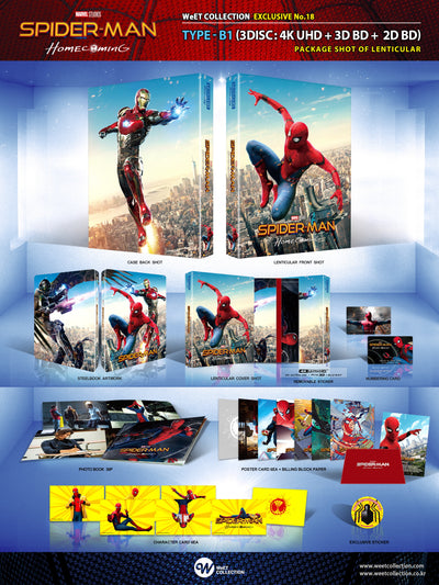 SPIDER-MAN HOMECOMING [4K UHD +3D + 2D] Blu-ray STEELBOOK [WeET] LENTICULAR BI