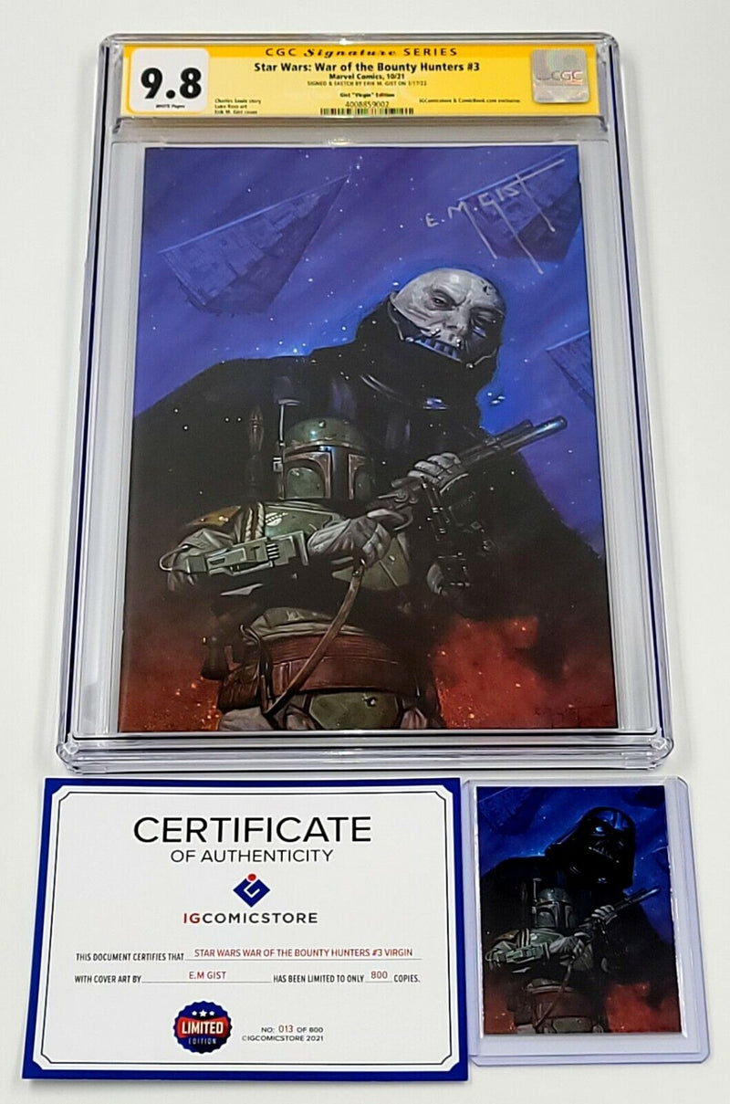 STAR WARS: WAR OF THE BOUNTY HUNTERS 3 SIGNED & REMARKED CGC SS 9.8 E.M. GIST