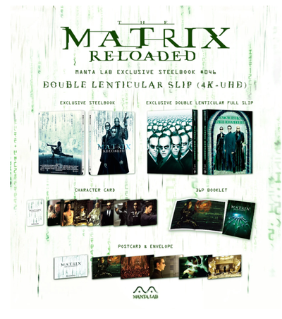 THE MATRIX RELOADED [4K UHD + 2D] Blu-ray STEELBOOK [MANTA LAB] DOUBLE LENTI