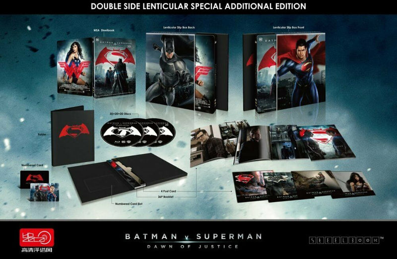 BATMAN v SUPERMAN DAWN OF JUSTICE [2D + 3D] Blu-ray STEELBOOK [HDZETA] DOUBLE LENTICULAR