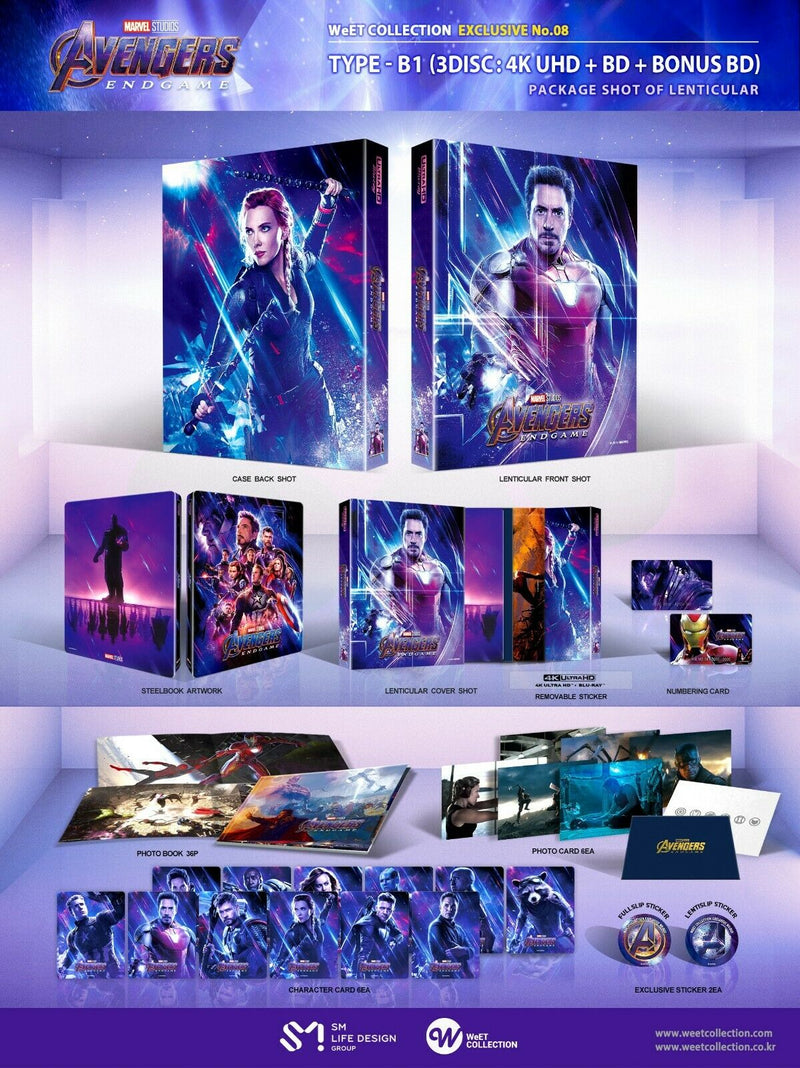 AVENGERS ENDGAME [4K UHD + 2D + BONUS] Blu-ray STEELBOOK [THE WeET COLLECTION] LENTICULAR B1