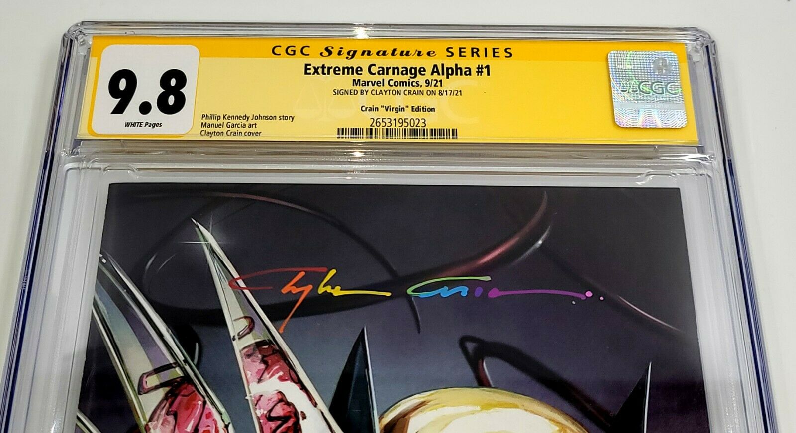 EXTREME CARNAGE ALPHA #1 [CLAYTON CRAIN VIRGIN VARIANT] CGC SS 9.8 INFINITY  SIGNATURE