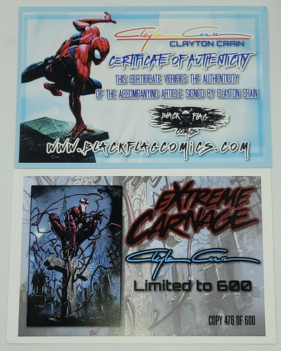 EXTREME CARNAGE ALPHA #1 (CLAYTON CRAIN EXCLUSIVE VIRGIN COVER) INFINITY SIGNATURE WITH CERTIFICATE OF AUTHENTICITY