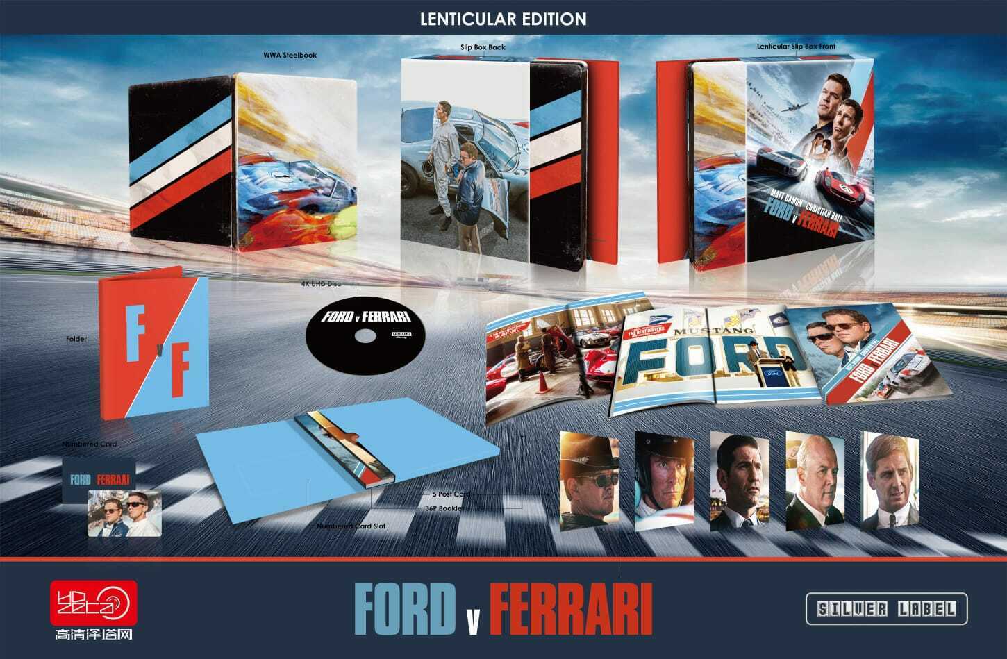 FORD V FERRARI 4K UHD Blu-ray STEELBOOK [HDZETA] LENTICULAR 