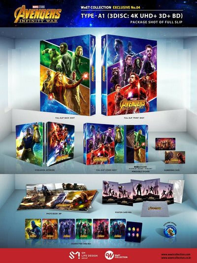 AVENGERS INFINITY WAR [4K UHD + 3D + 2D] Blu-ray STEELBOOK [THE WeET COLLECTION] FULLSLIP A1