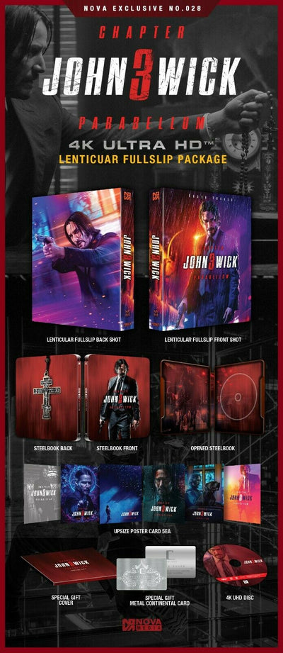 JOHN WICK 3 PARABELLUM [4K UHD Blu-ray] STEELBOOK [NOVAMEDIA] LENTICULAR <#0049/1500>