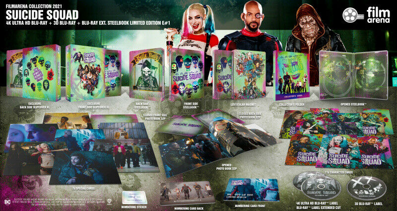 SUICIDE SQUAD [4K UHD + 3D + 2D] Blu-ray STEELBOOK SET [FILMARENA] HARDBOX