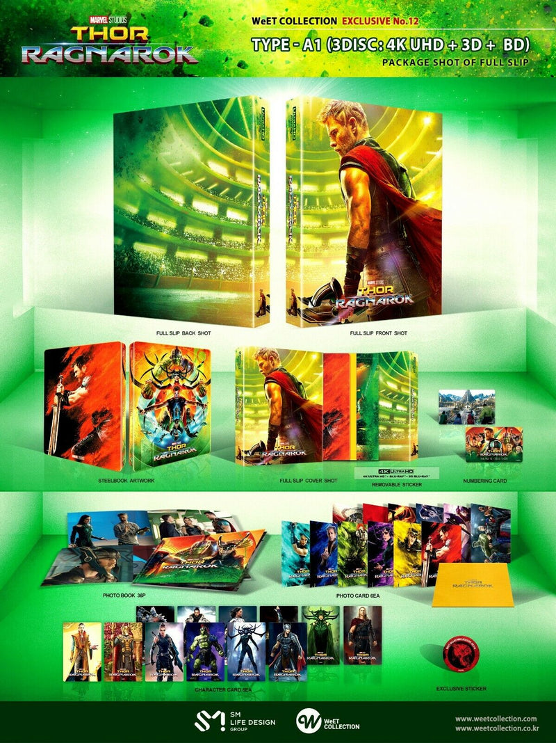 THOR RAGNAROK [4K UHD + 3D + 2D] Blu-ray STEELBOOK [THE WeET COLLECTION] FULLSLIP A1