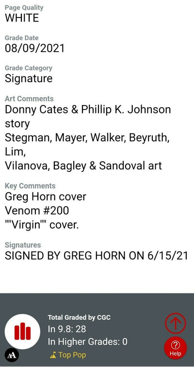 VENOM #35 / 200 (GREG HORN ART VIRGIN COVER C) CGC SS 9.8